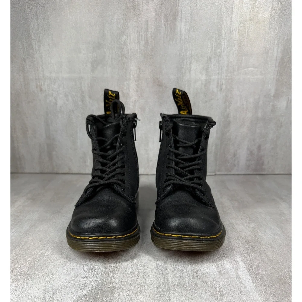Dr. Martens 1460 T Toddler Black Leather Lace Up Side Zip Boots Size 8 US 7 UK